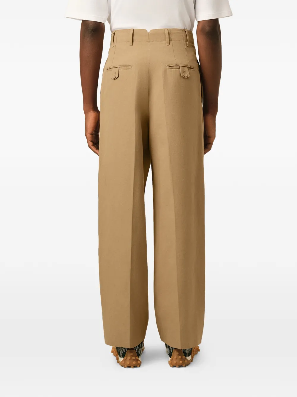 AMI Paris Katoenen en linnen high waist broek Beige