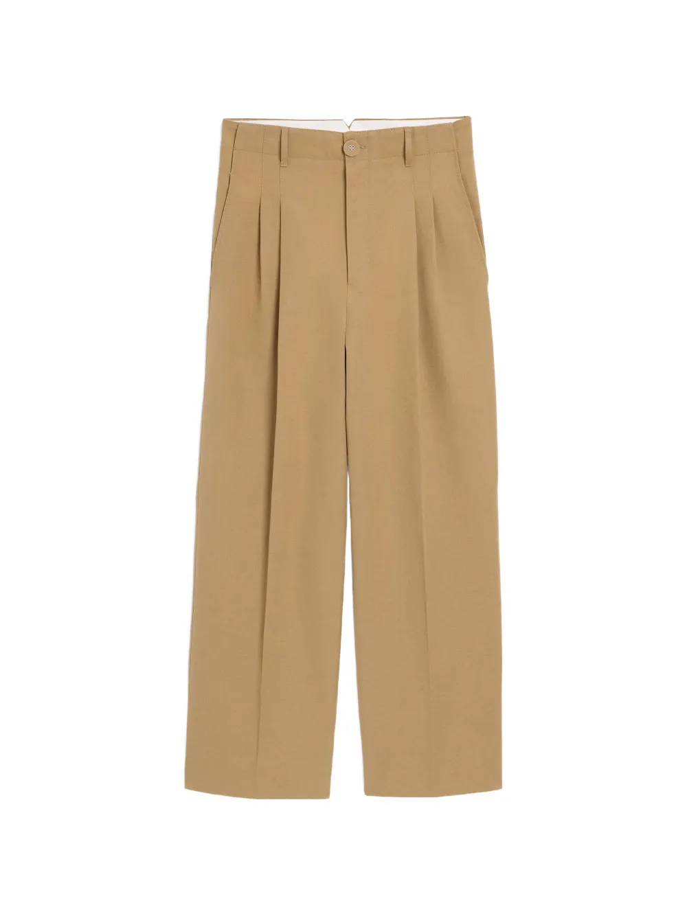 AMI Paris Baumwoll-Leinen-Karottenhose mit hohem Bund - Nude