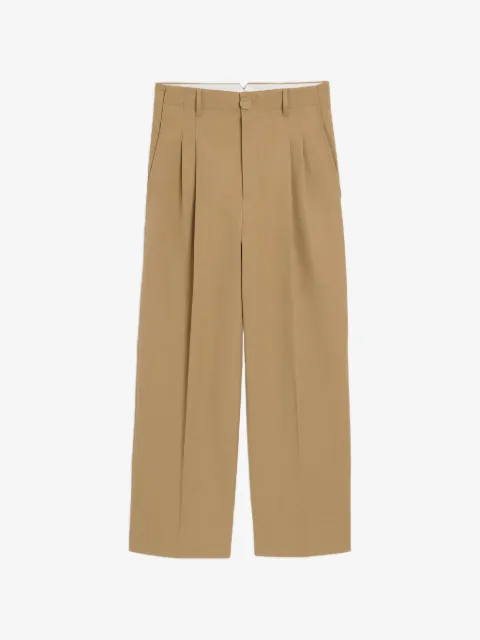 AMI Paris cotton and linen high waisted carrot fit trousers