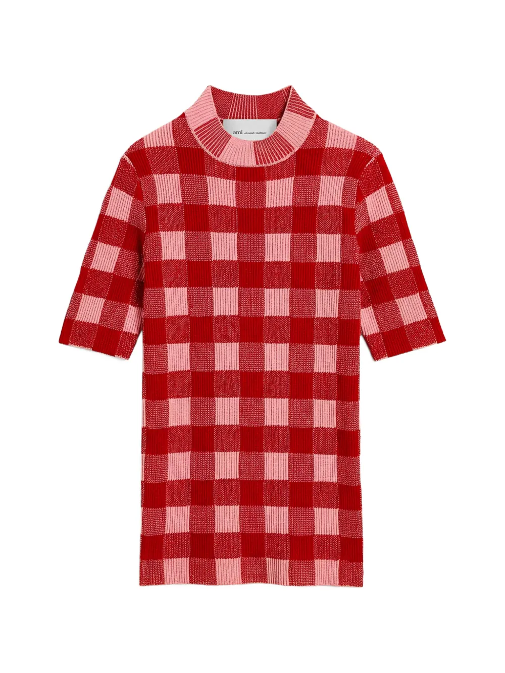 AMI Paris Maglione a maniche corte in lana e cotone - Rosso