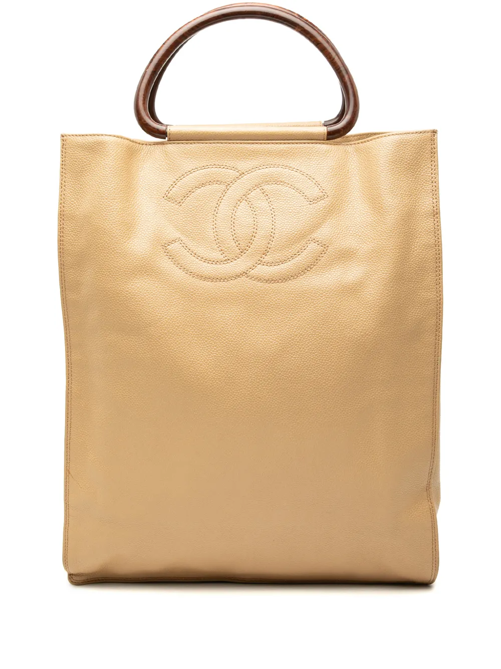 CHANEL Pre-Owned 1997-1999 CC Caviar Wood Top Handle tote bag - Nude