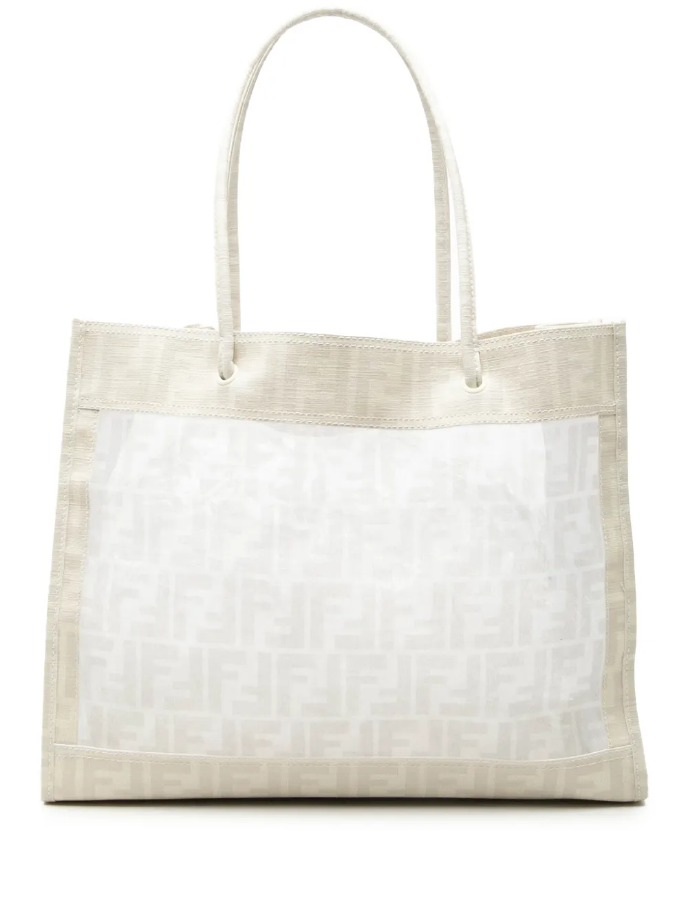 Fendi Pre-Owned 2010-2026 Coated Canvas Trimmed Zucca Mesh tote bag - Bianco