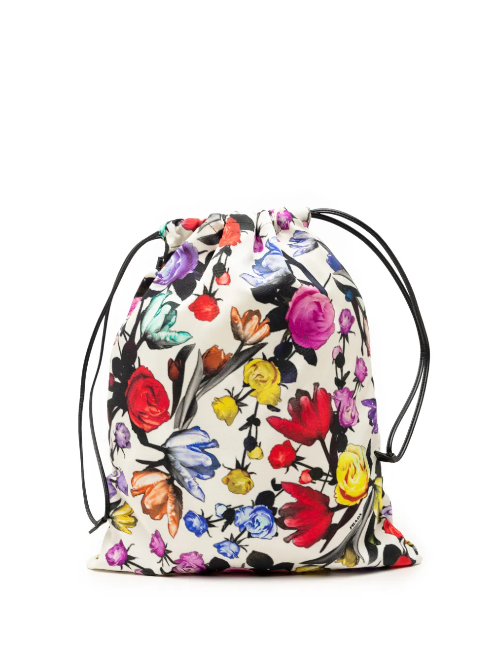 Prada Pre-Owned 2013-2025 Tessuto Floral Drawstring Pouch clutch bag - Bianco