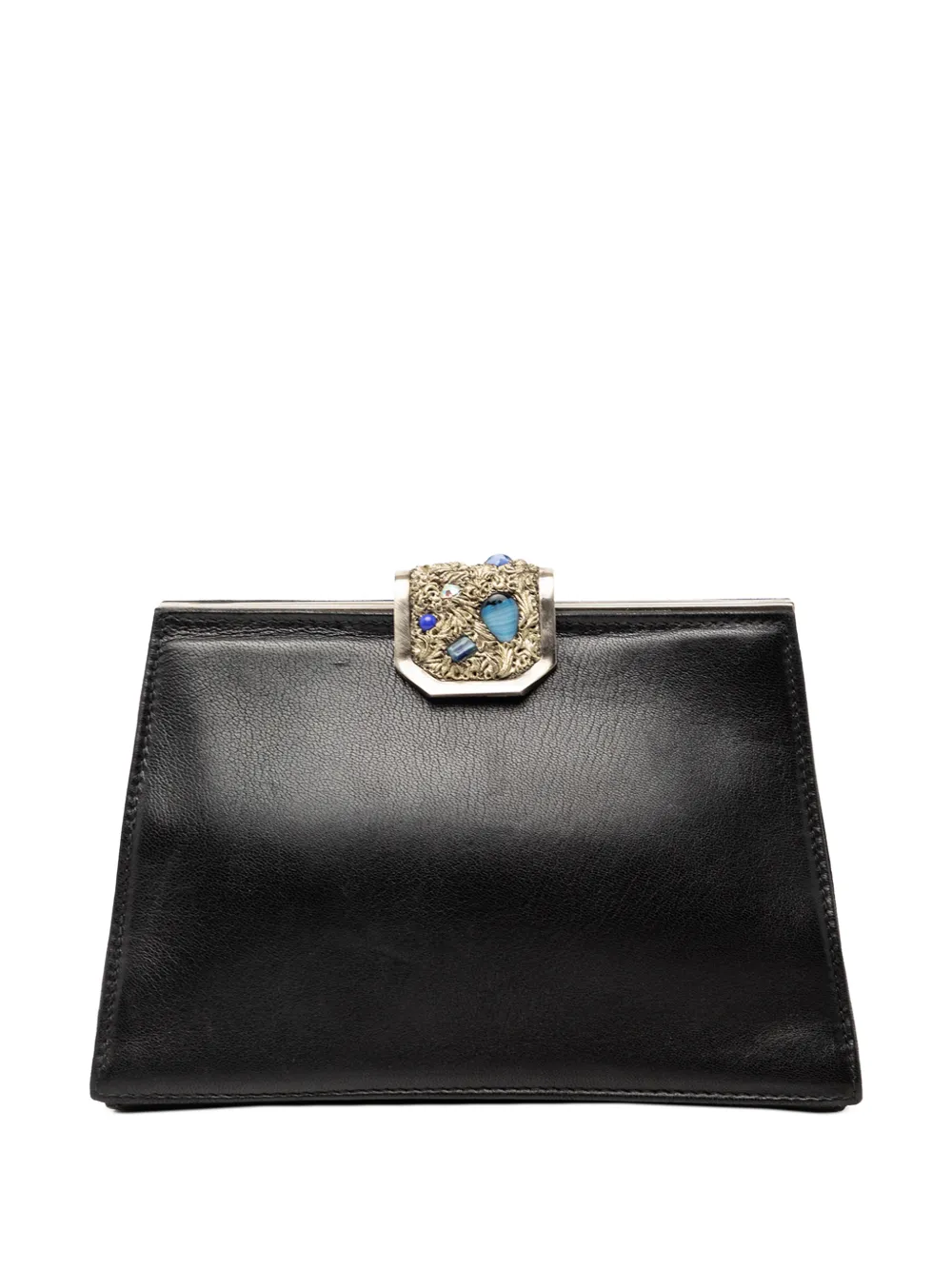 Gucci Pre-Owned 20th Century Leather Crystal Embellished Frame clutch bag - Nero