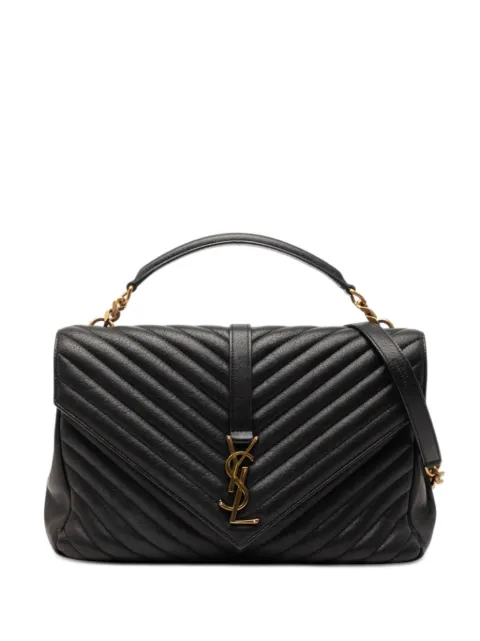Saint Laurent Pre-Owned 2018 Large Chevron Sheepskin Monogram College satchel