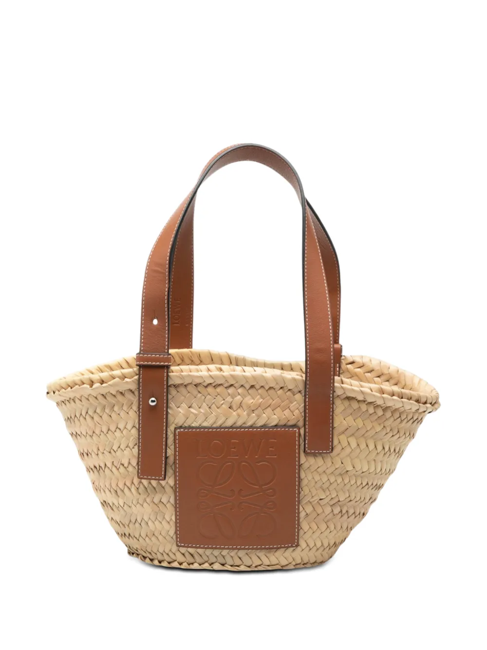 Loewe Pre-Owned 2021 Small Raffia Anagram Basket tote bag - Toni neutri