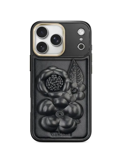 VELANTE floral-appliqué leather iPhone case