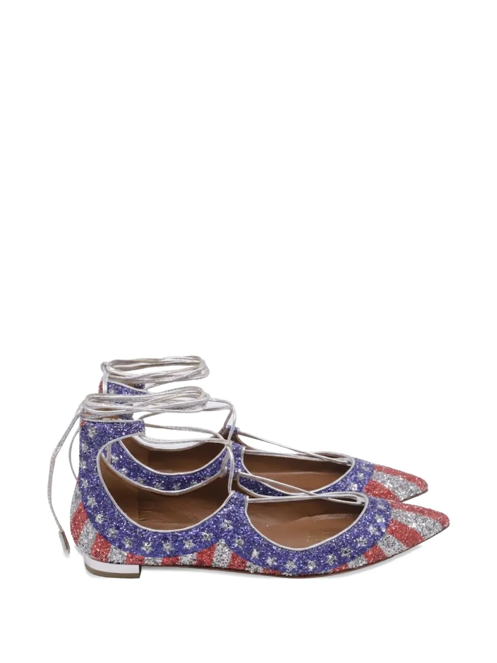 Aquazzura Christy lace-up ballet flats - Blau