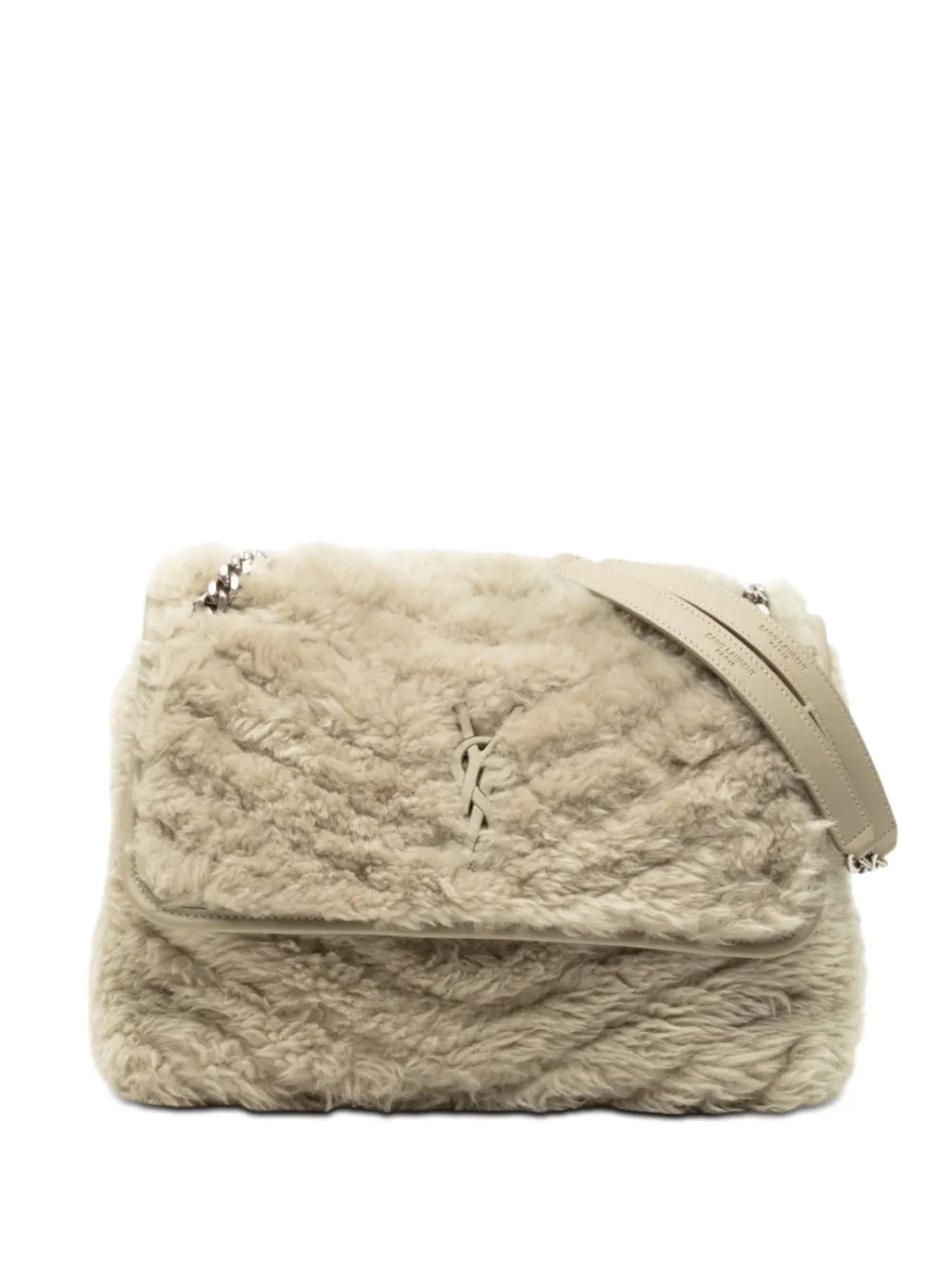 Saint Laurent Pre-Owned 2022 Medium Shearling Niki shoulder bag - Marrone