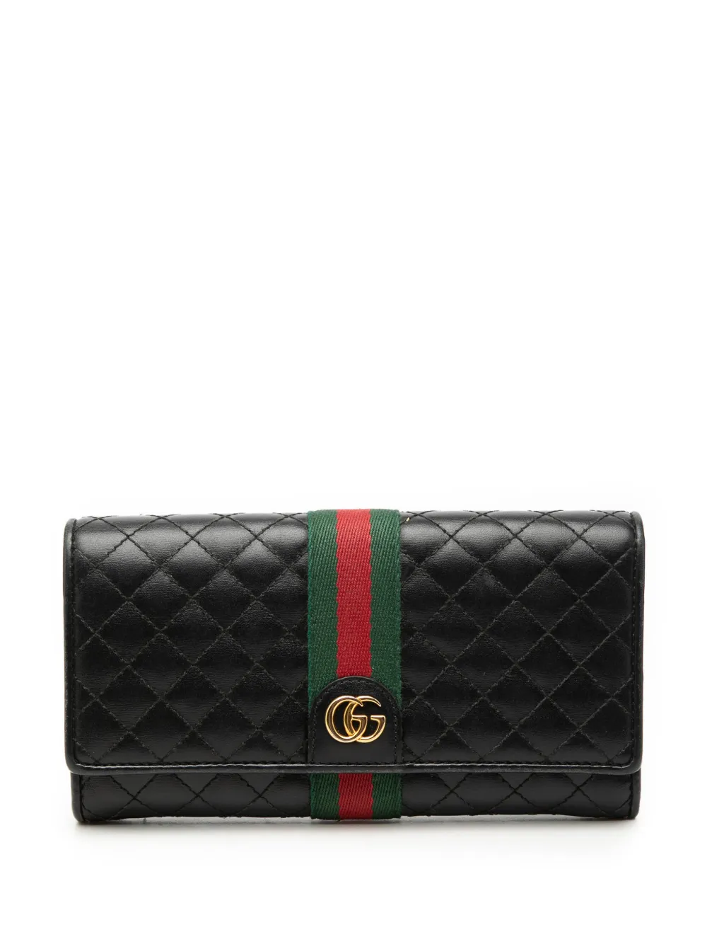 Gucci Pre-Owned 2016-2026 GG Marmont Web Quilted Leather Wallet long wallets - Nero