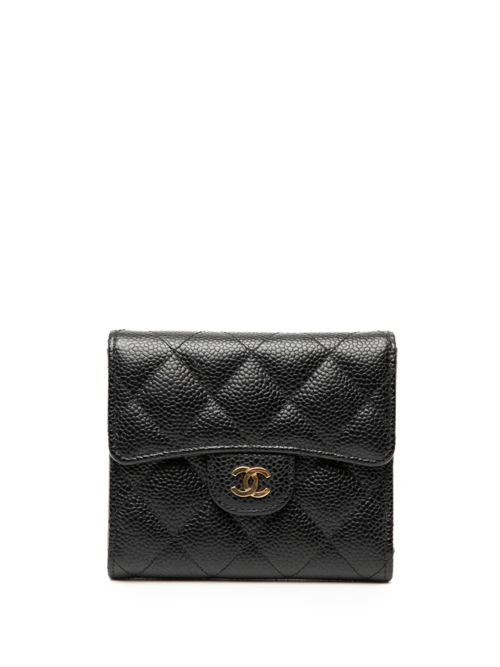 Hermès Pre-Owned 2021 CC Quilted Caviar Compact Flap Wallet small wallets - Nero