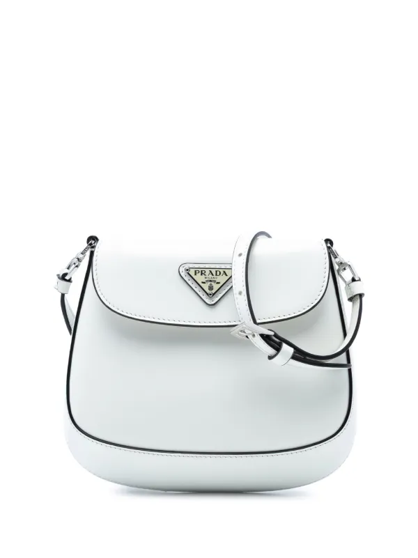 Prada Pre-owned 2000-2013 Mini Brushed Leather Cleo Bag Crossbody Bag in White