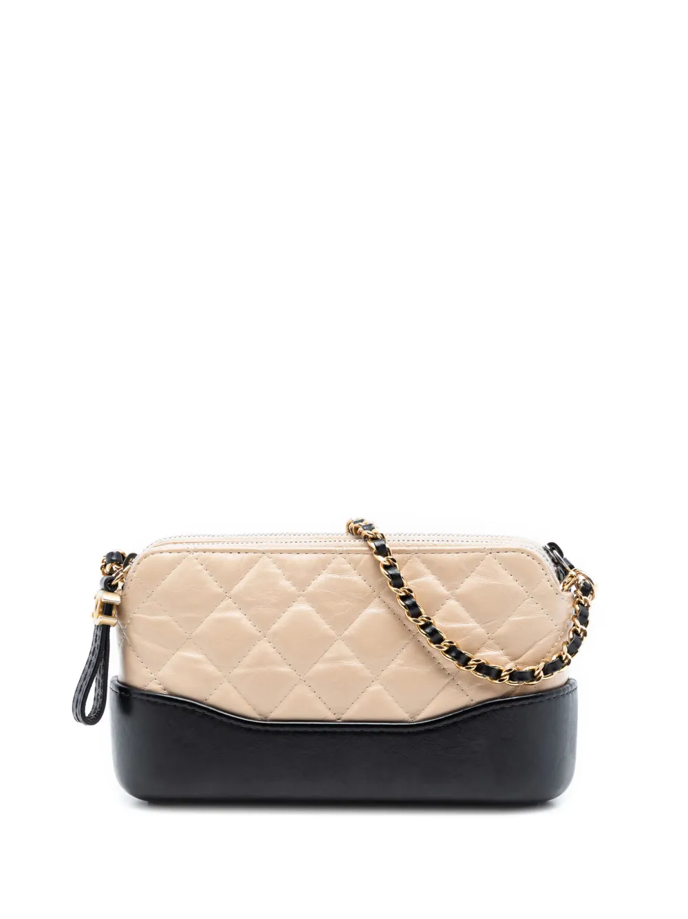 CHANEL Pre-Owned 2018 Bicolor Aged Calfskin Gabrielle Double Zip Clutch with Chain crossbody bag - Nero