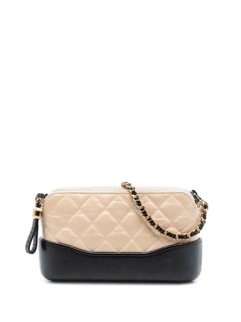 CHANEL Pre-Owned 2018 Bicolor Aged Calfskin Gabrielle Double Zip Clutch with Chain crossbody bag