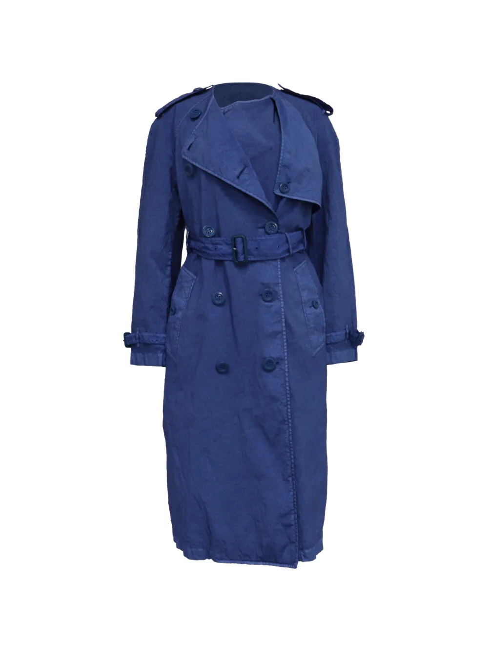 Burberry Pre-Owned collarless double-breasted trench coat - Blu