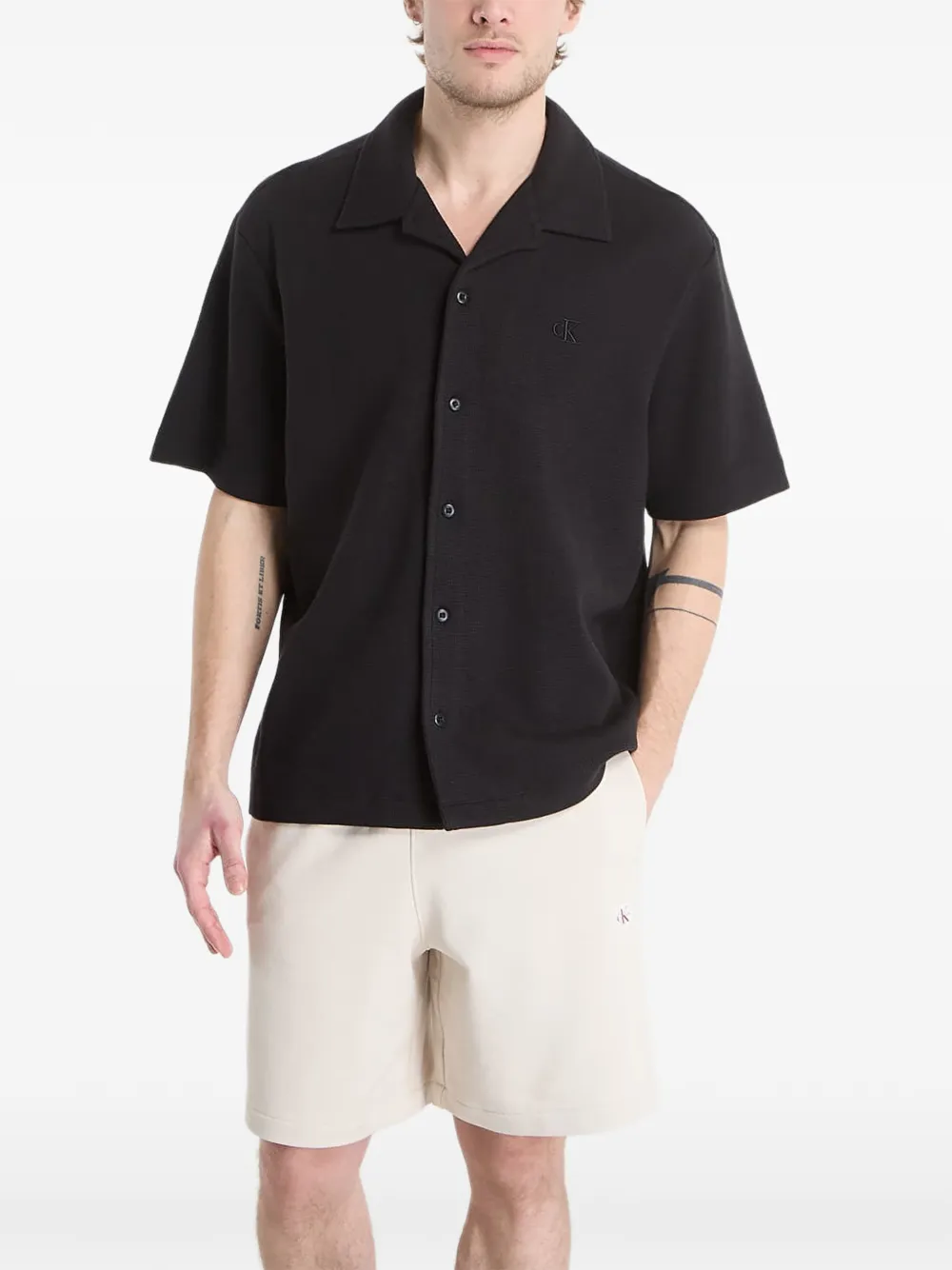 Calvin Klein logo-embroidered shirt - Nero