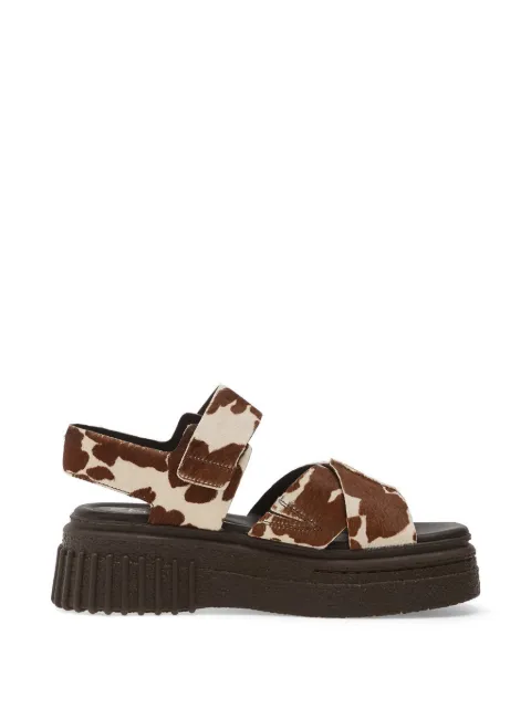 Clarks Evamar cow-print platform sandals