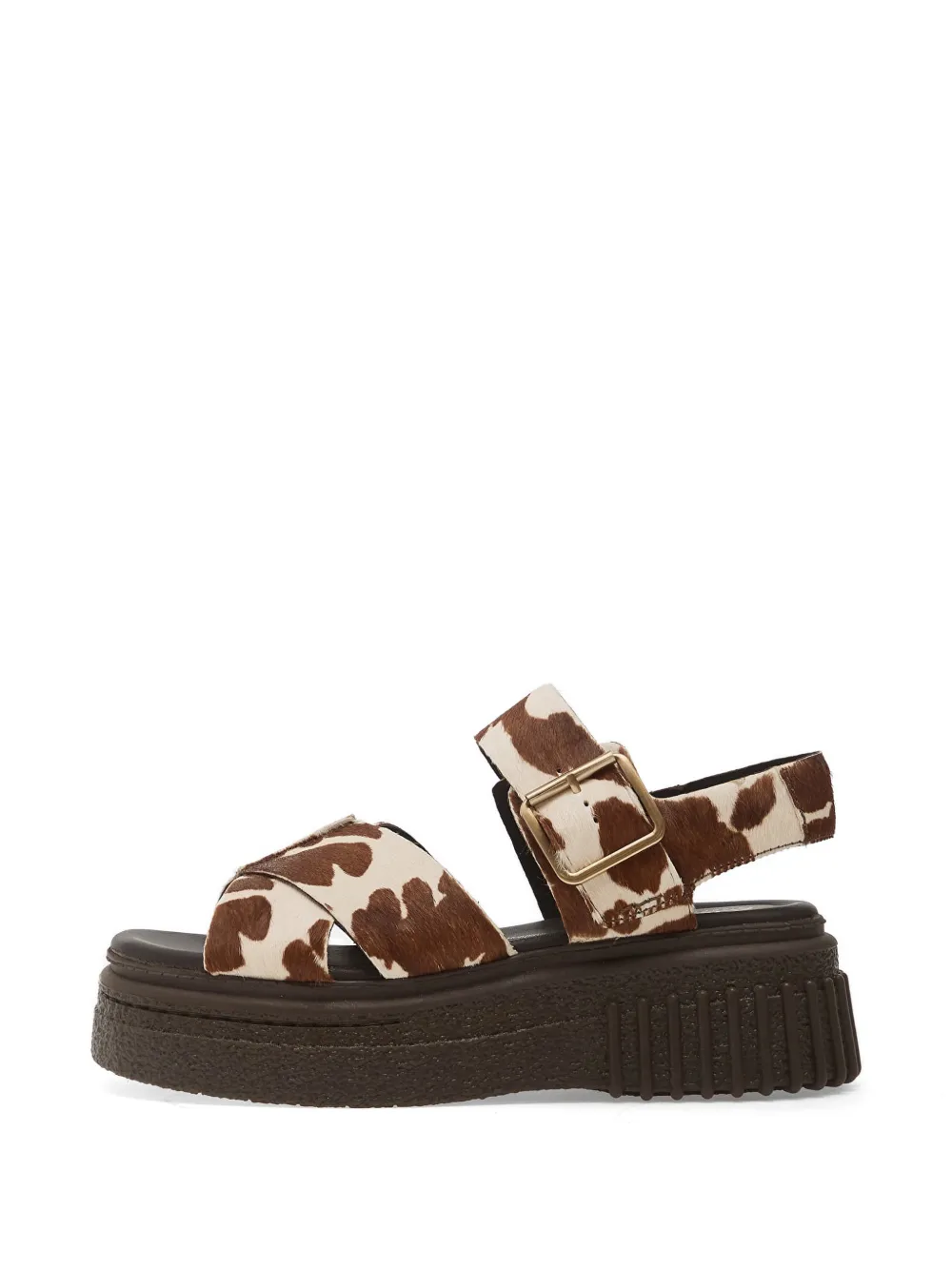 Clarks Evamar cow-print platform sandals Bruin