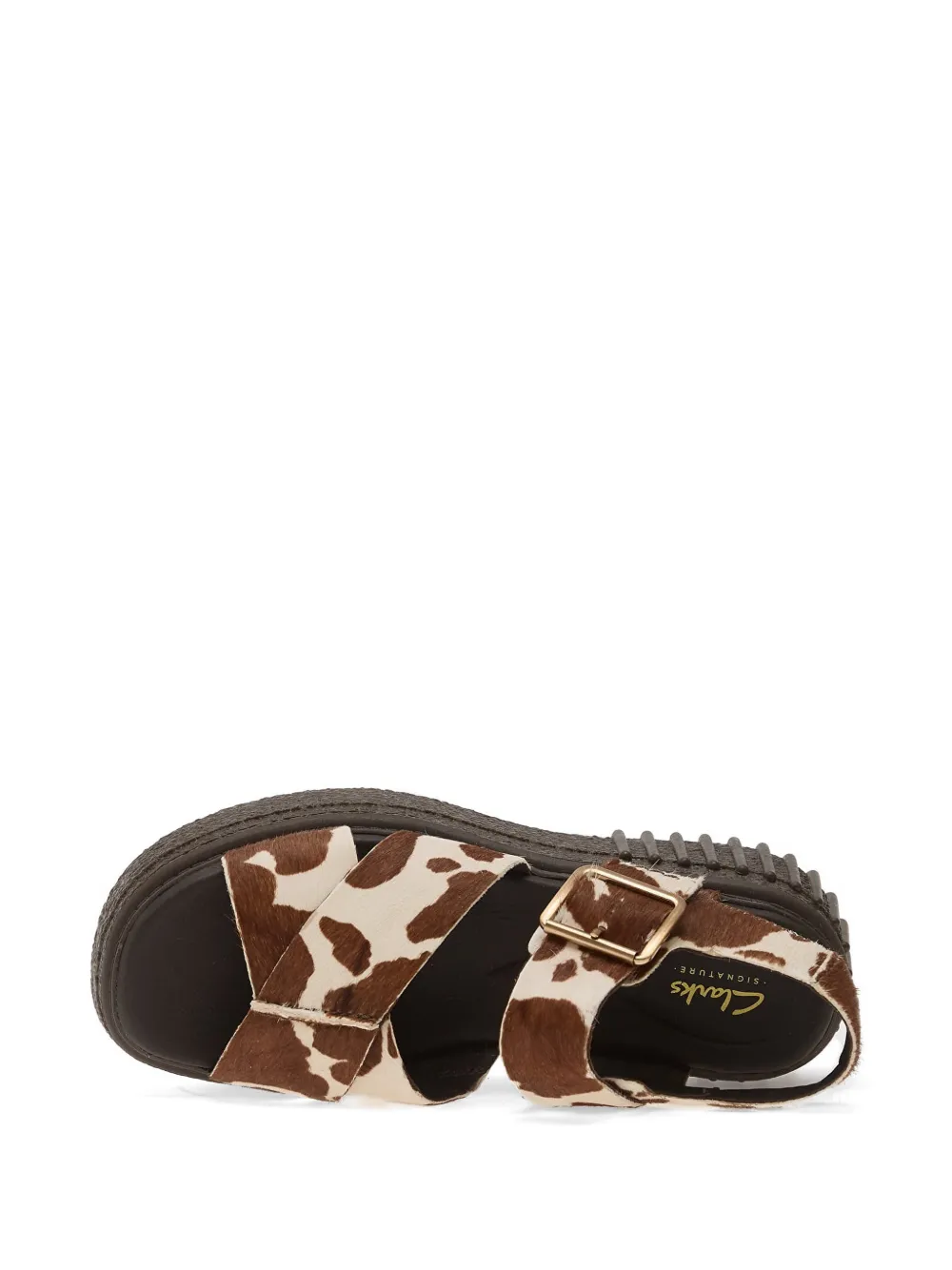Clarks Evamar cow-print platform sandals Bruin