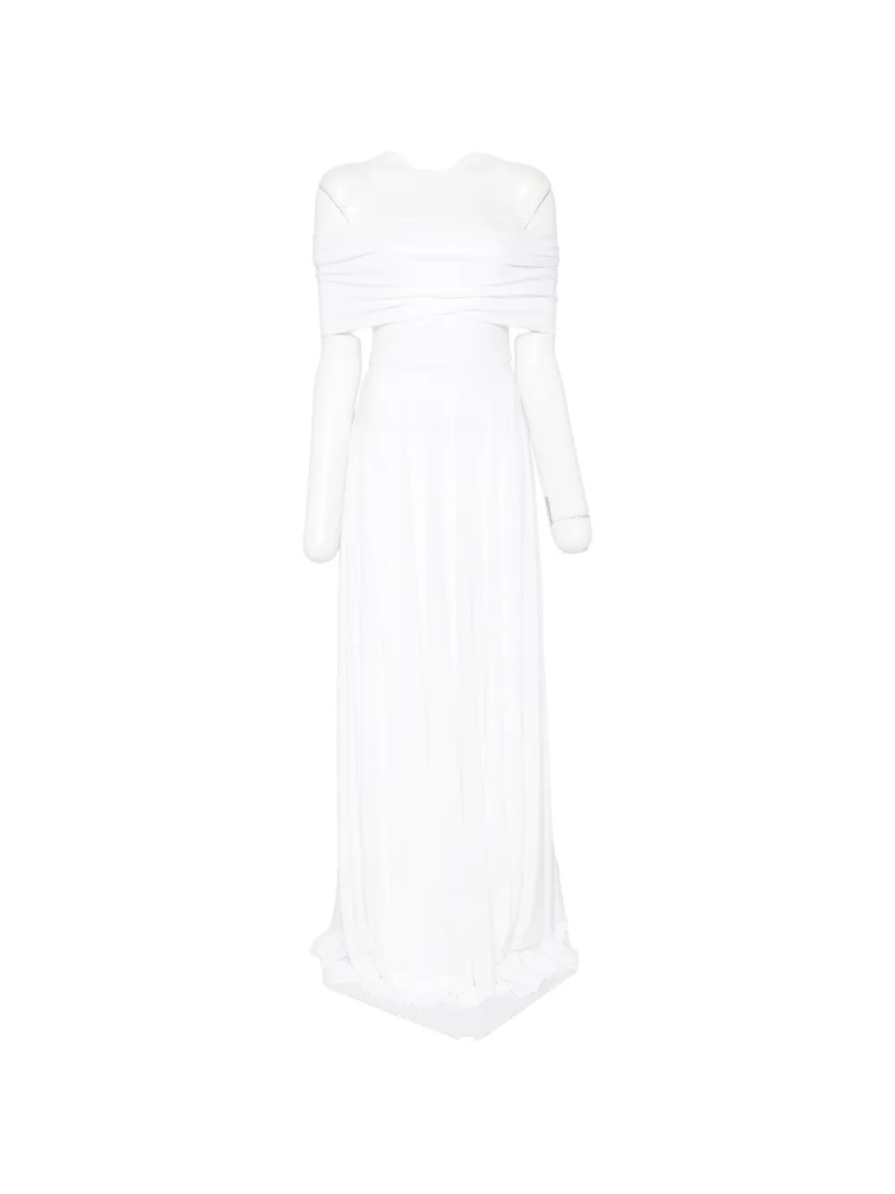 Norma Kamali off-shoulder pleated dress - Bianco