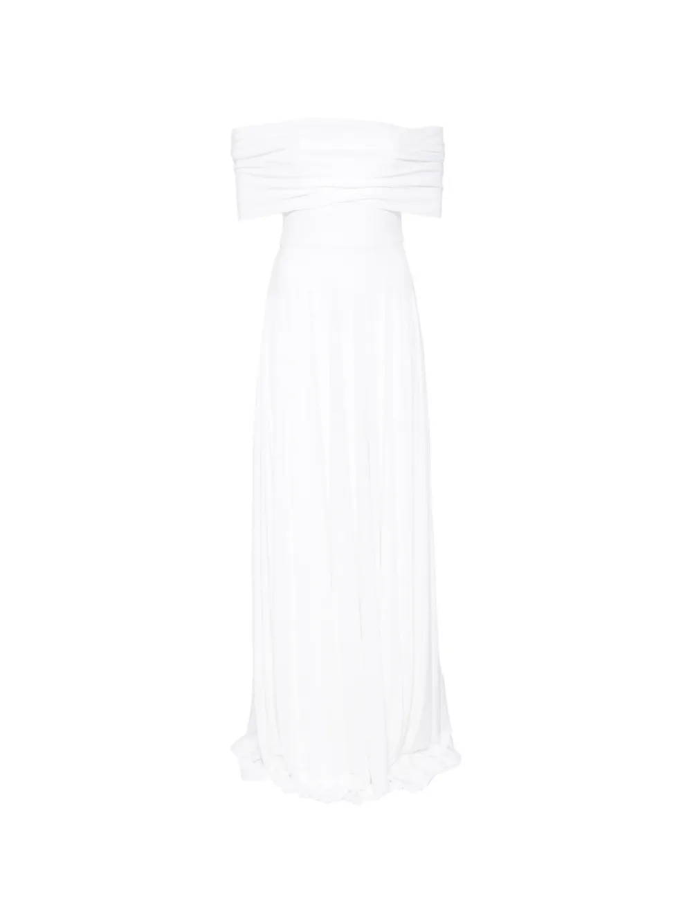 Norma Kamali off-shoulder pleated dress - Bianco