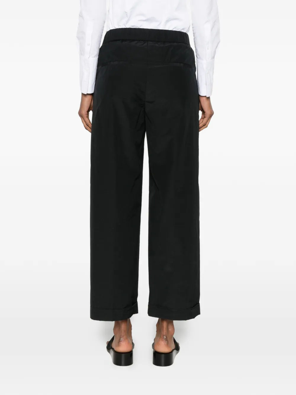 Peserico Broek met elastische tailleband en omgeslagen manchetten Zwart