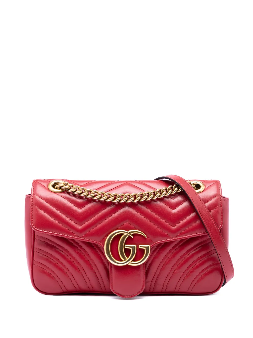 Gucci Pre-Owned 2016-2026 Medium GG Marmont Matelasse Leather shoulder bag - Rosso