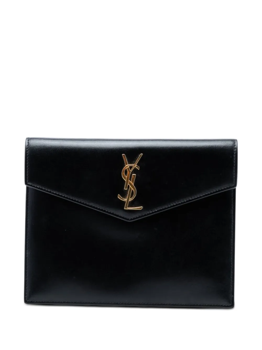 Saint Laurent Pre-Owned 2019 Baby Smooth Shiny Calfskin Monogram Uptown Pouch clutch bag - Nero