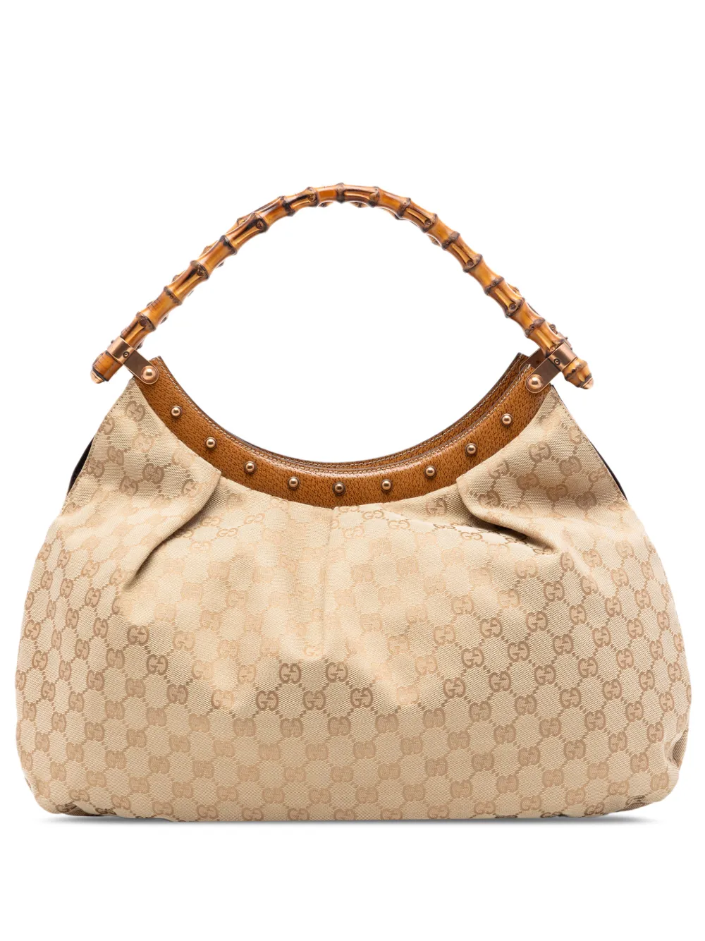 Gucci Pre-Owned 2000-2015 GG Canvas Bamboo Studded hobo bag - Toni neutri