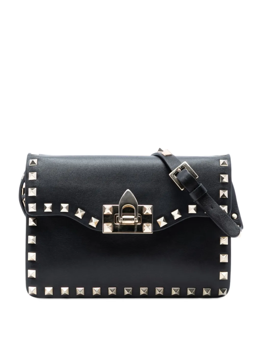 Valentino Garavani Pre-Owned 2000-2017 Small Leather Rockstud Flap crossbody bag - Nero