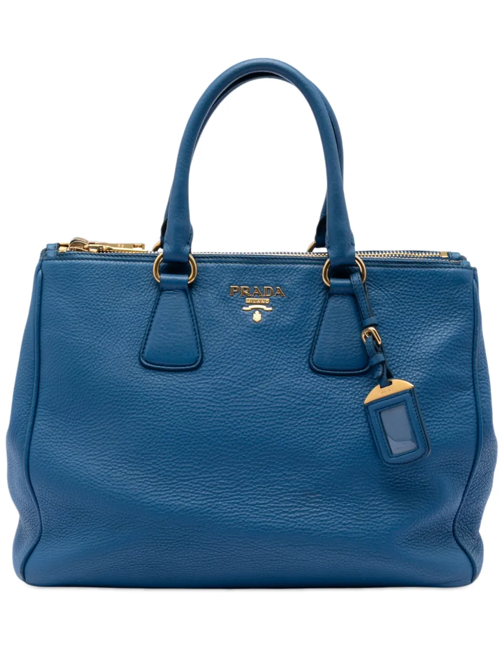 Prada Pre-Owned 2013-2026 Vitello Daino Double Zip Convertible Tote satchel - Blu