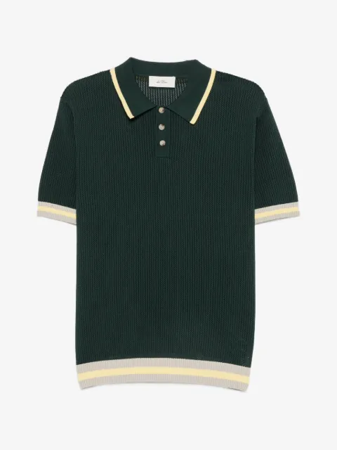 Les Deux lace-knit striped-trim polo shirt
