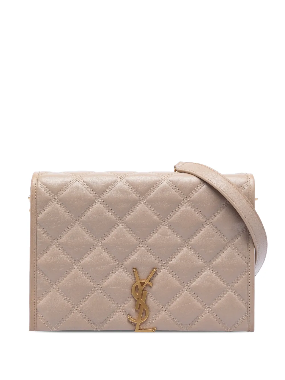 Saint Laurent Pre-Owned 2021 Mini Quilted Lambskin Becky Chain shoulder bag - Marrone