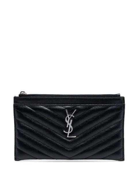 Saint Laurent Pre-Owned bolsa de mano Grain De Poudre Chevron Monogram Bill Pouch 2018