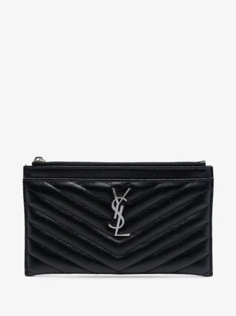Saint Laurent Pre-Owned 2018 Grain De Poudre Chevron Monogram Bill Pouch clutch bag