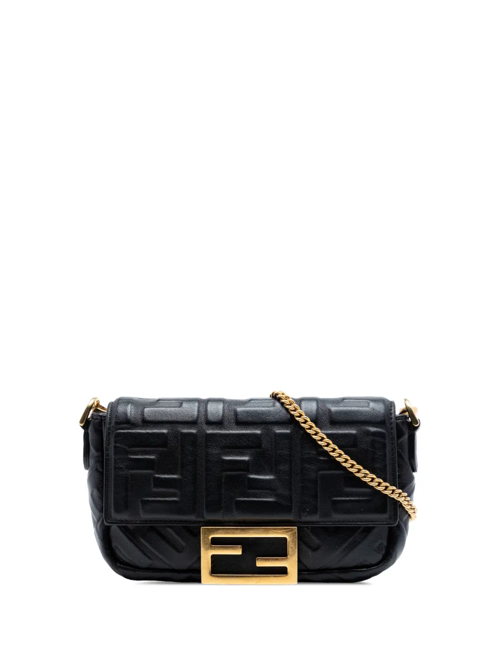 Fendi Pre-Owned 2010-2026 Mini Zucca Embossed Leather Baguette satchel - Nero