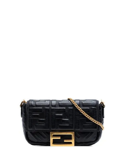 Fendi Pre-Owned 2010-2026 Mini Zucca Embossed Leather Baguette satchel