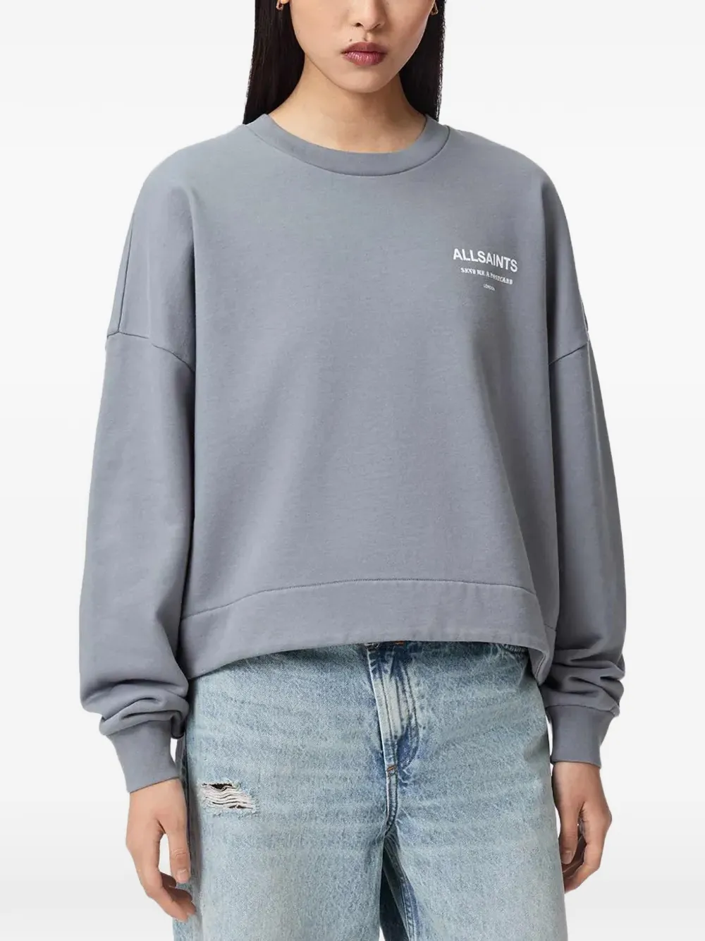 AllSaints logo-print oversized sweatshirt - Blu