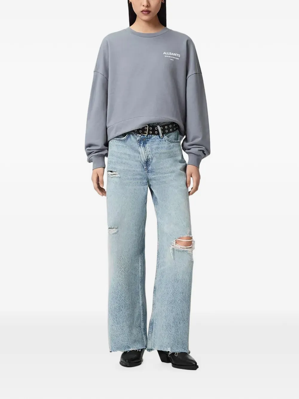 AllSaints Sweater met logoprint Blauw