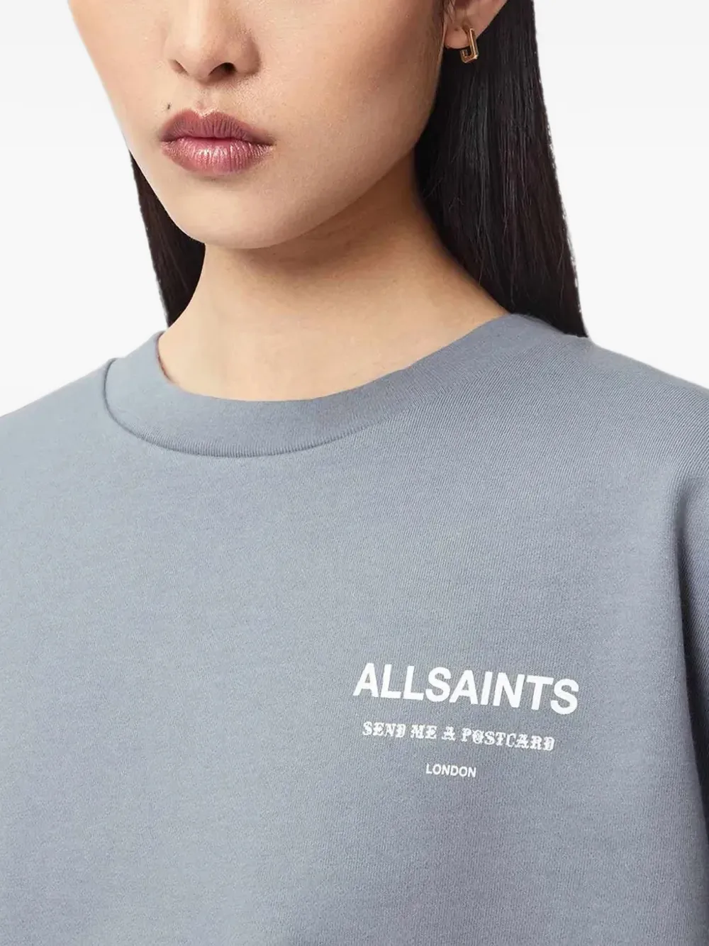 AllSaints Sweater met logoprint Blauw