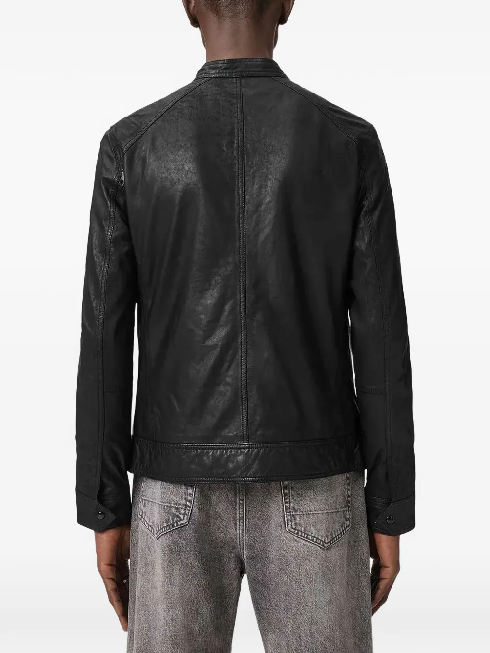 AllSaints Slim-fit leren jack Zwart
