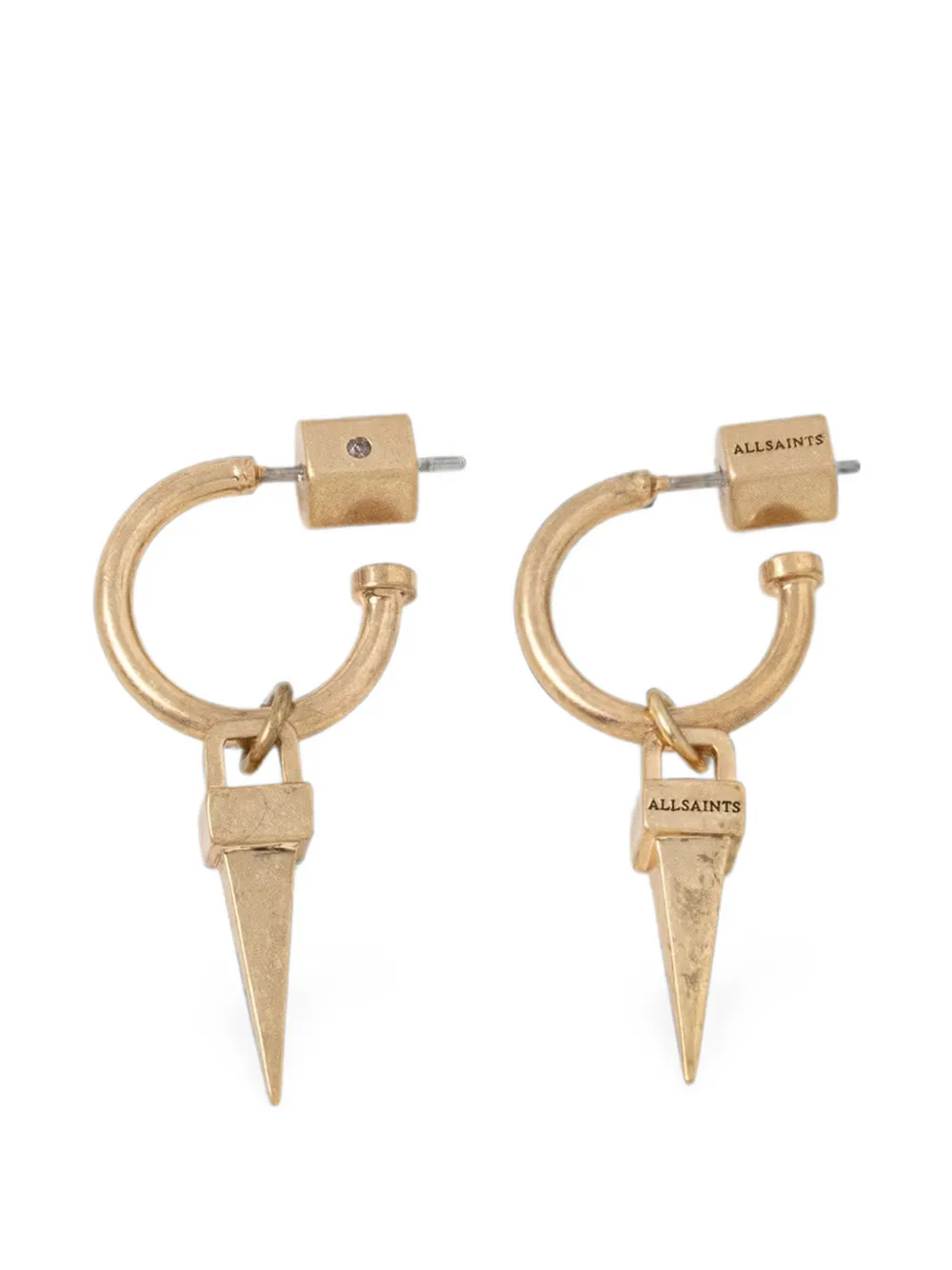 AllSaints spike-pendant metal hoop earrings - Oro