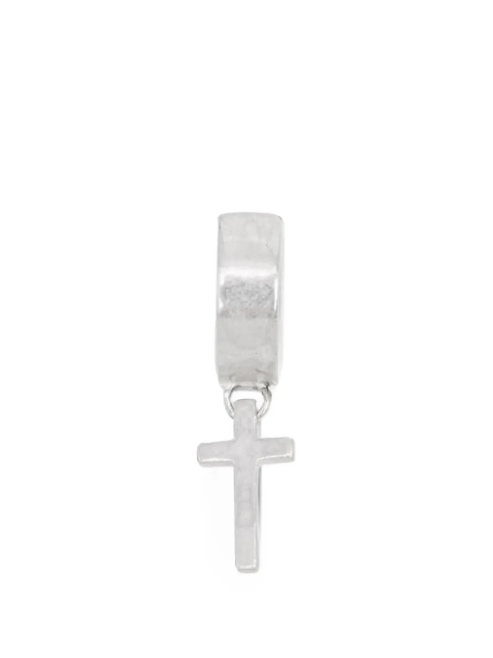 AllSaints cross-pendant slim hoop earrings - Argento