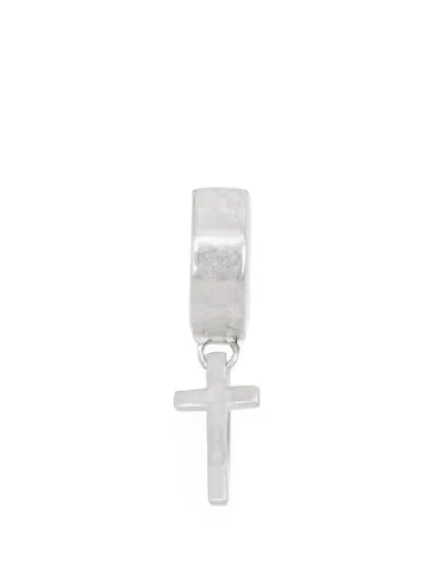 AllSaints pendientes de aro slim con colgante de cruz