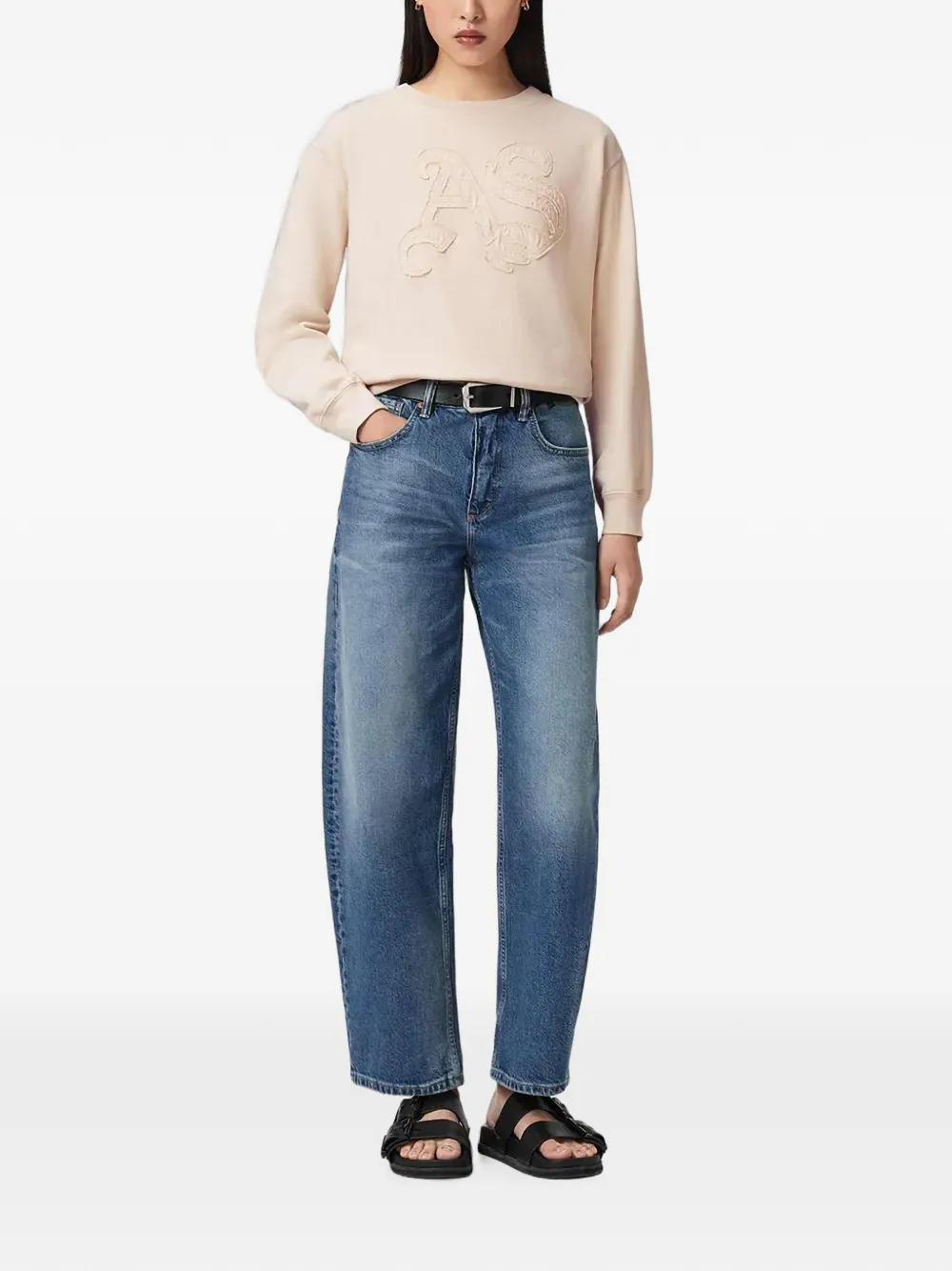 AllSaints Sweater met logopatch Roze