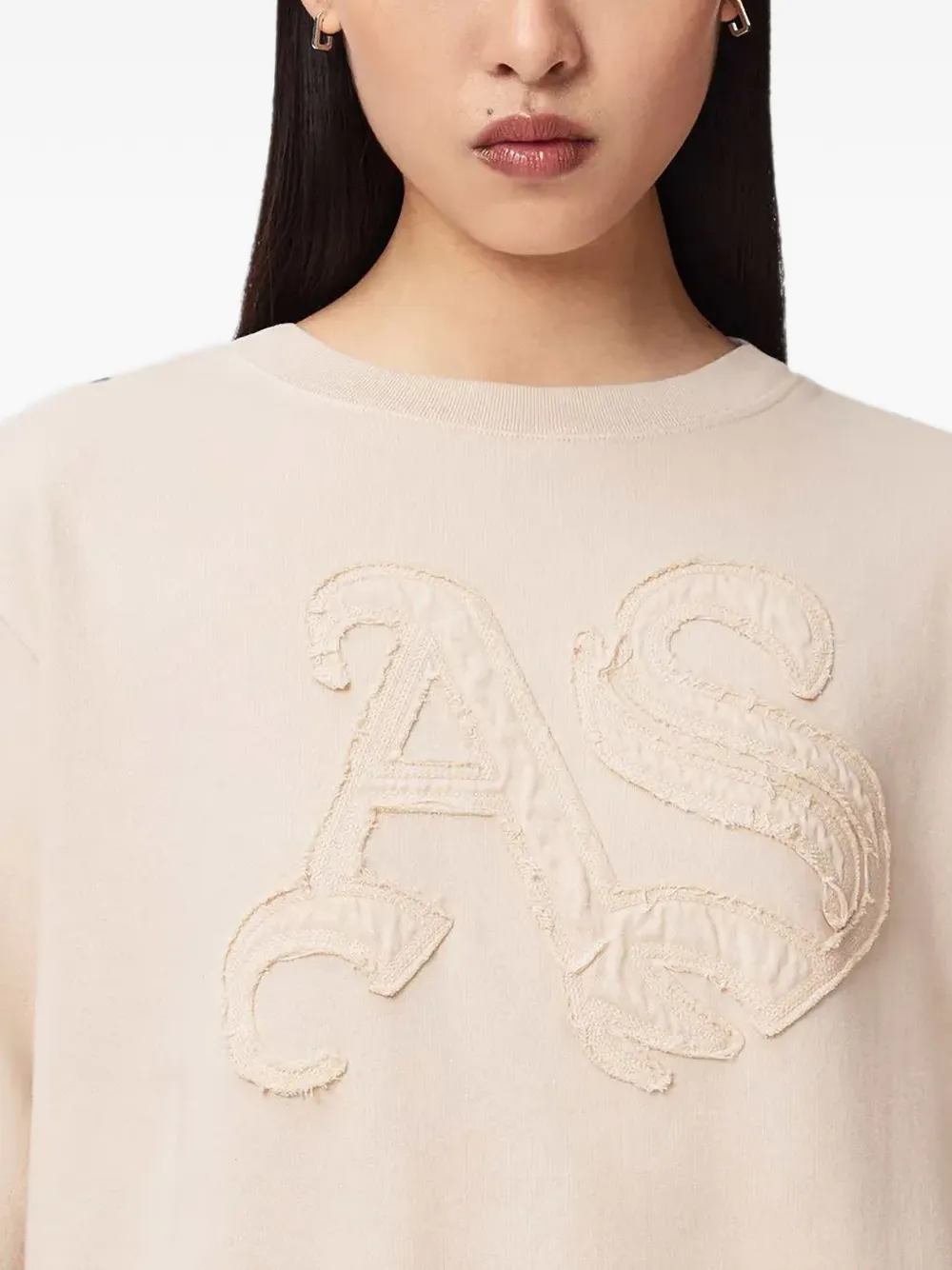 AllSaints Sweater met logopatch Roze