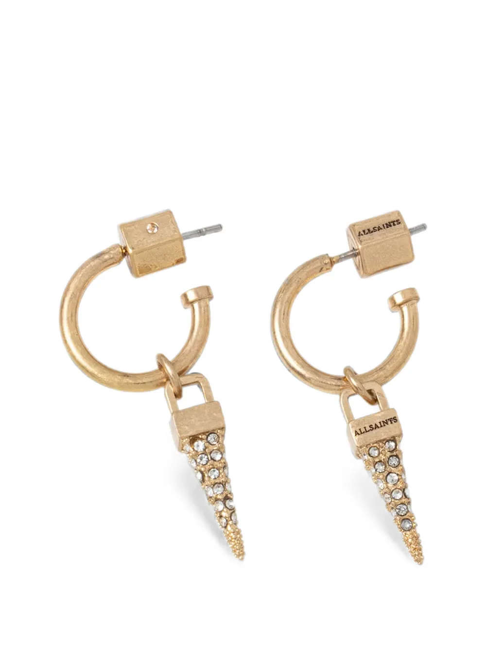 AllSaints crystal-embellished spike hoop earrings - Oro