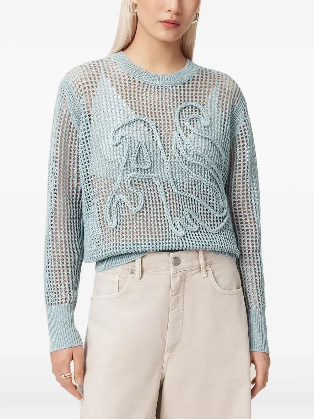AllSaints Maglione Raelyn con applicazione logo - Blu