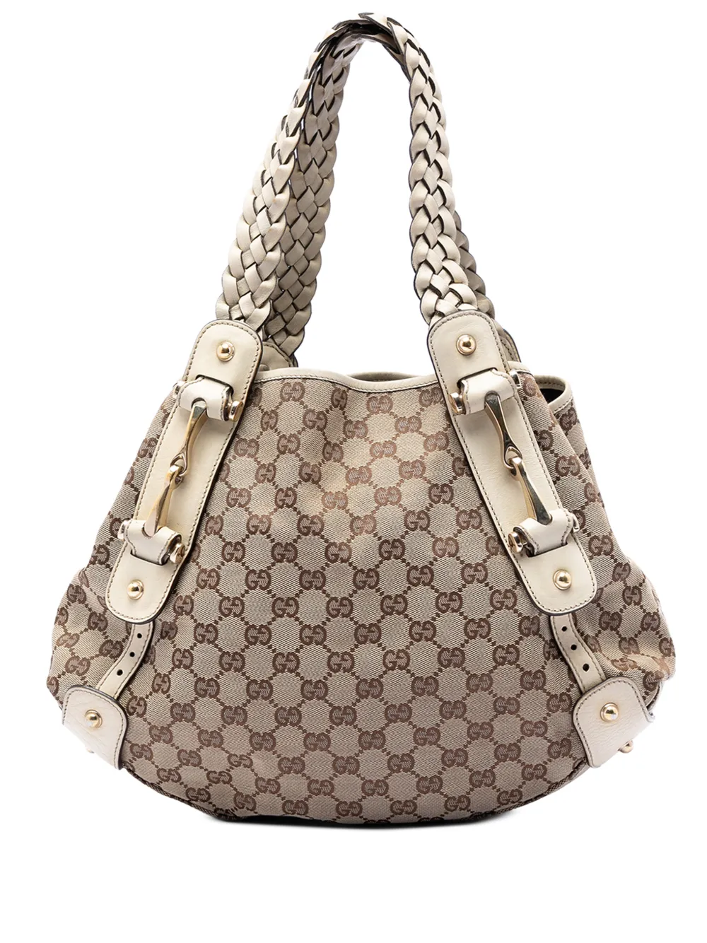 Gucci Pre-Owned 2016-2026 kleine GG Horsebit Pelham Schultertasche aus Canvas - Nude