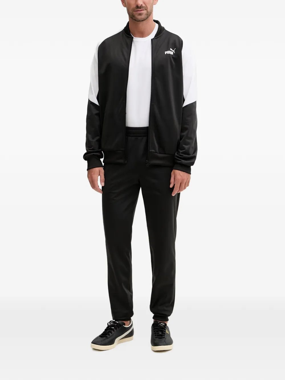 PUMA Tweedelig trainingspak met logo-print en vlakken Zwart
